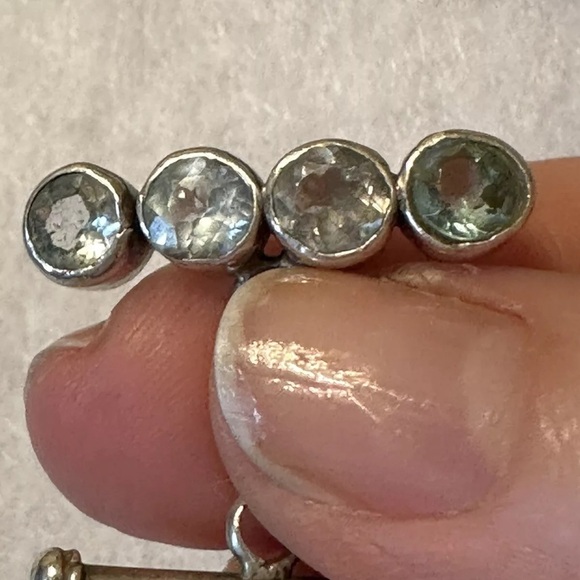 TEXAS SOUVENIR PLATE THEMED ARTISAN STERLING LINK W/TOPAZ ACCENTS BRACELET 8-9” - Picture 8 of 11